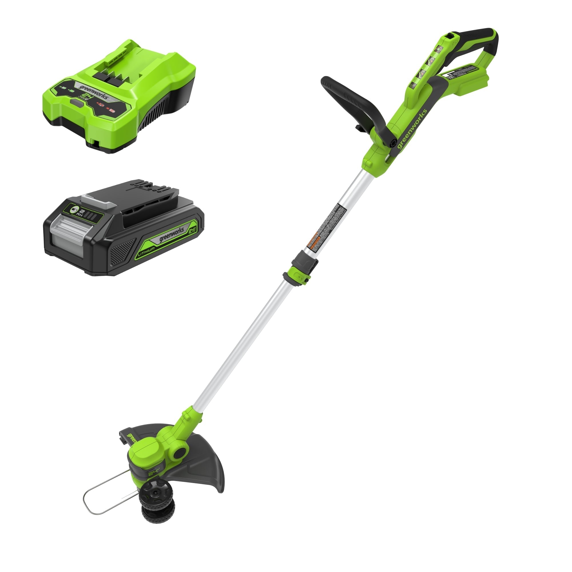 24V 12" Cordless Battery String Trimmer and Edger: 2.0 Ah USB Battery and Charger MegaBDM