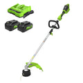48V (24V x 2) 16" Cordless Battery String Trimmer (Attachment Capable): (2) 4.0 Ah USB Batteries and Dual-Port Charger MegaBDM