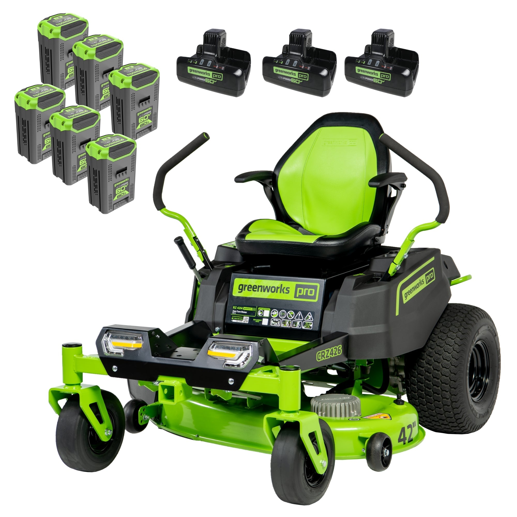 60V 42” Electric CrossoverZ Zero Turn Mower with (6) 8 Ah Batteries and (3) Dual Port Turbo Chargers, CRZ4261 MegaBDM