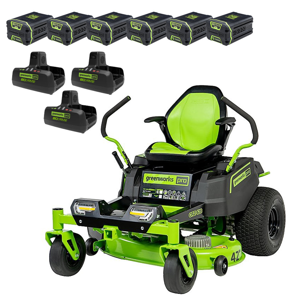 80V 42" Cordless Battery CrossoverZ Zero Turn Lawn Mower: (6) 4.0 Ah Batteries and (3) 8A Dual-Port Turbo Chargers, CRZ4281 MegaBDM