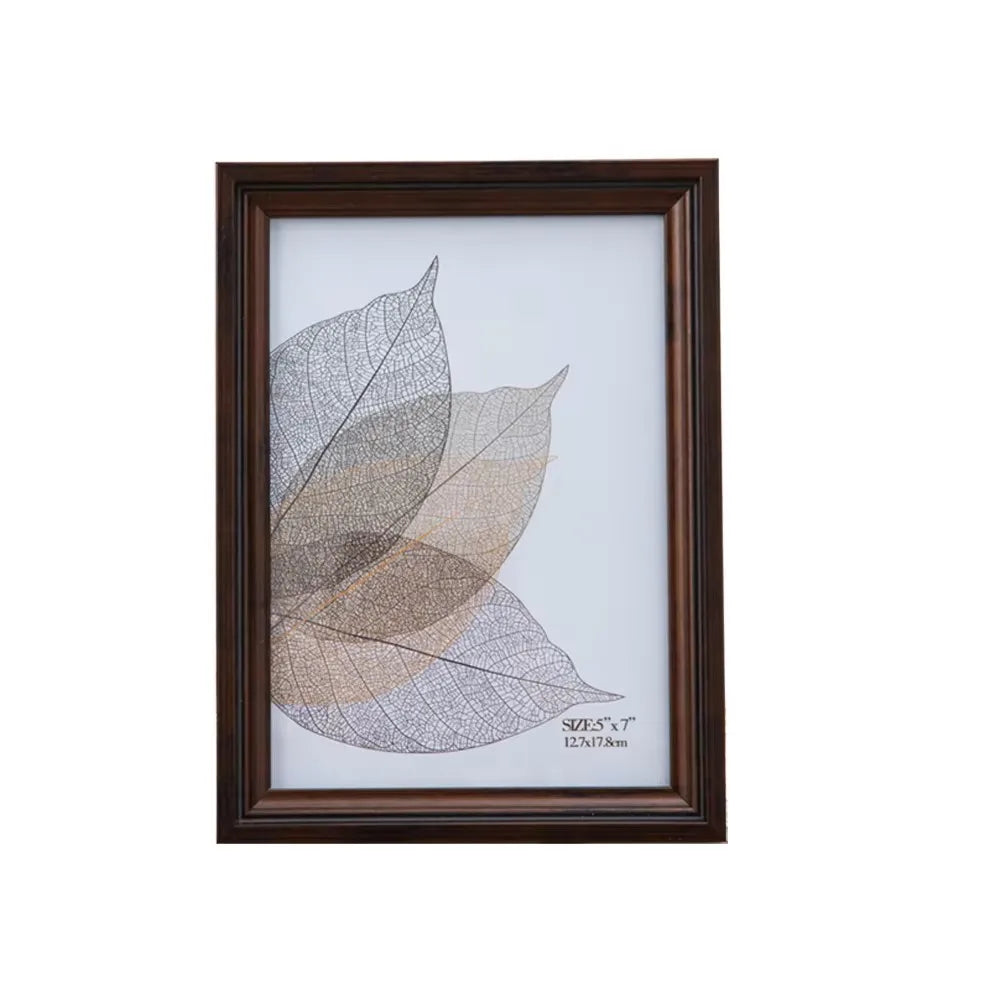 Rustic Brown Modern Rectangular Wood Picture Frame High Definition Glass Customizable Simple for Desktop Display Wall Mount Set