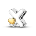 Silver Fashion Letter Series-Letter X Charms Beads Fit Pan Bracelet With Heart Classic Jewelry for Children Weddings Party
