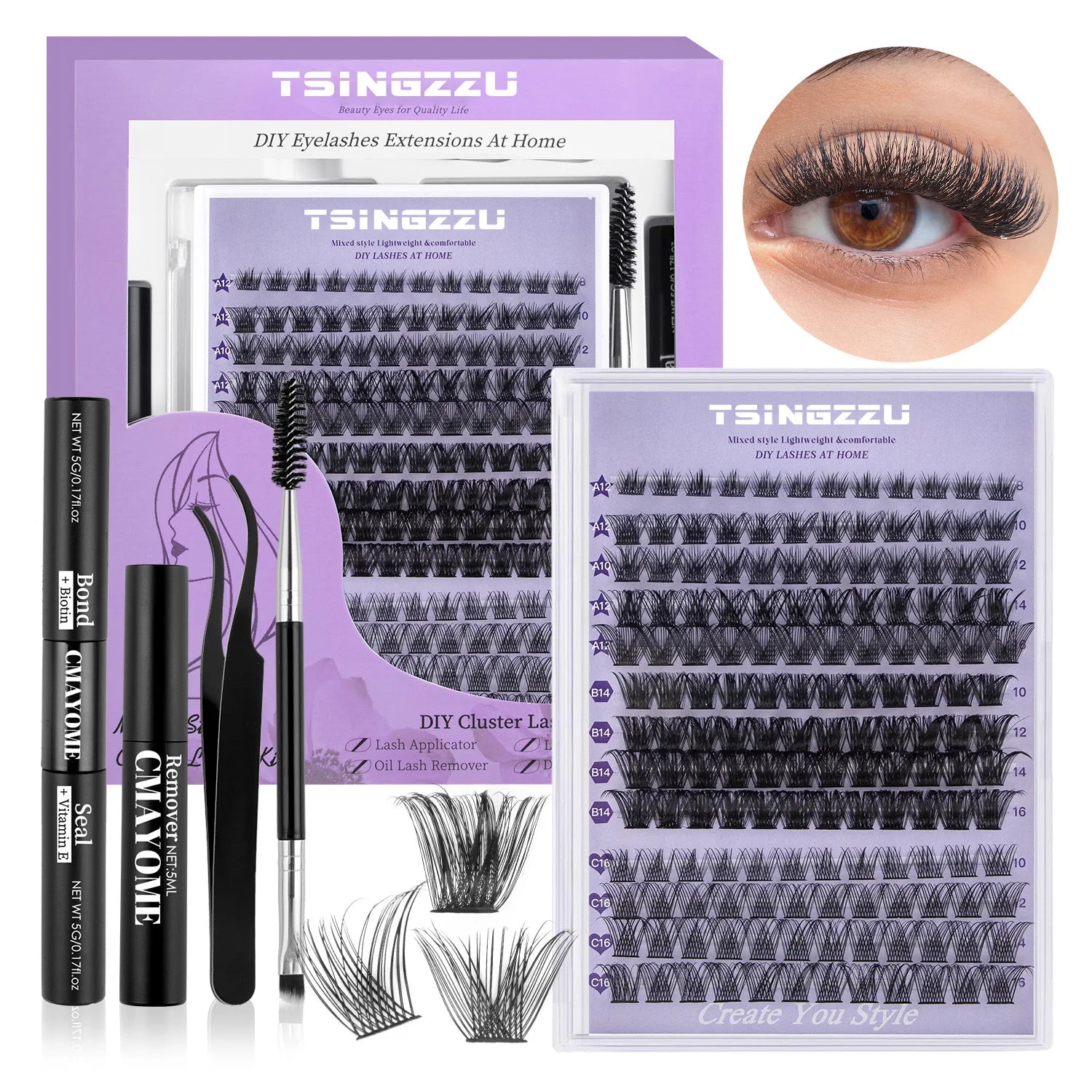 DIY Private Label Premade Fan Eyelash Extension Kits 40d 60d Lashes Mixed Hand Made Fan Eyelashes Cluster
