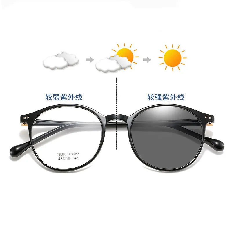Wholesale 2025 Fashion TR90 Round Frame Computer Glasses Photochromic Blue Light Blocking Glasses Men Women