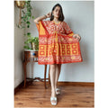 Custom made Lightweight Cotton Short Kaftan Dress-Batik Print V-Neck Bohemian Style suitable for boutique clients and resellers