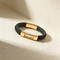 Luxury Style Mens Leather Bracelets  Stainless Steel  Charm Magnetic Punk Bangle Gold/Black/Steel Color for Birthday Party Gifts