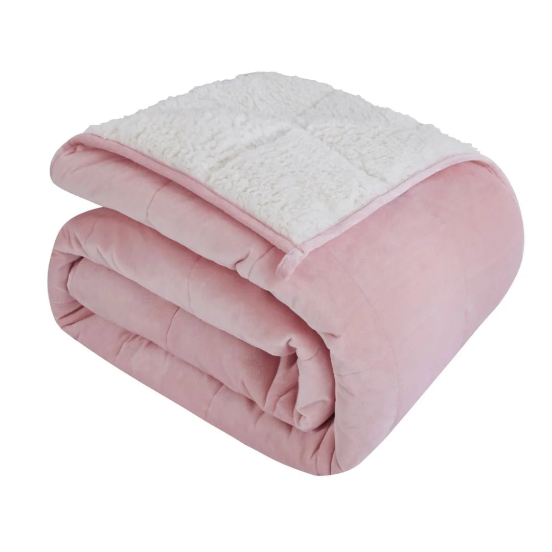 Polyester Faux Sherpa 2 Sides Super Comfortable Soft Weight Blankets for Winter Double Bed Feels Like a Hug
