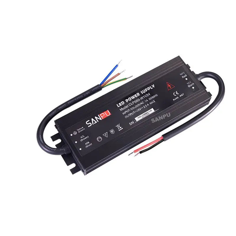 100W IP67 Outdoor Slim Black SMPS Power Supply Waterproof 12v 24v 48v AC DC LED Lighting Single Switching LED Strip Driver ROHS