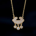 Chinese Style Best Wishes Gold Silver and Rose Gold Plated Zircon Longevity Lock Pendant Necklace Charm Necklace for Women Gift
