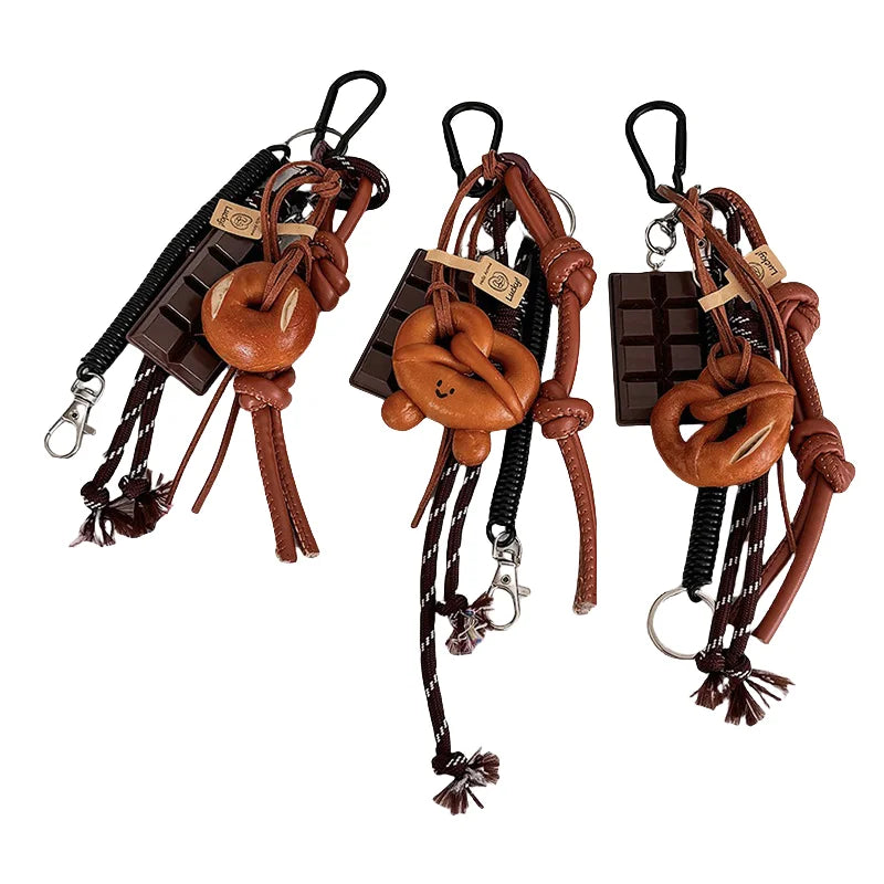 Wholesale Cute Bread Keychain Korean Ins Bag Miu Keychain Pendant Chocolate Keychain Decorative Chain