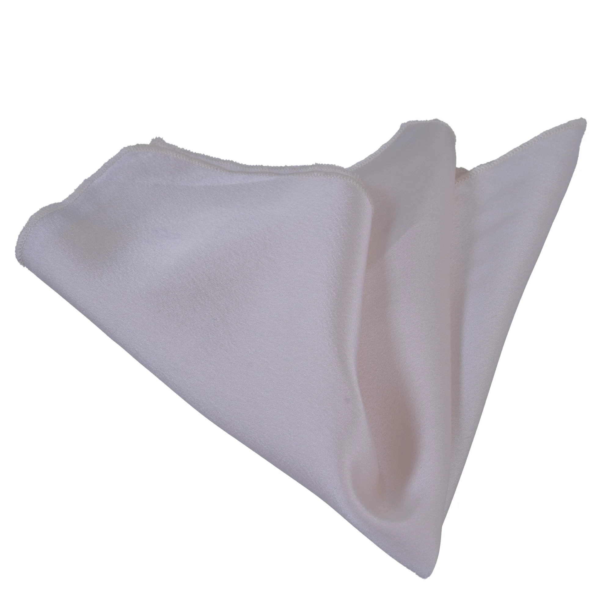 Exve Exclusive Off-White Plain Satin-Woven Pocket Square Made in Turkey