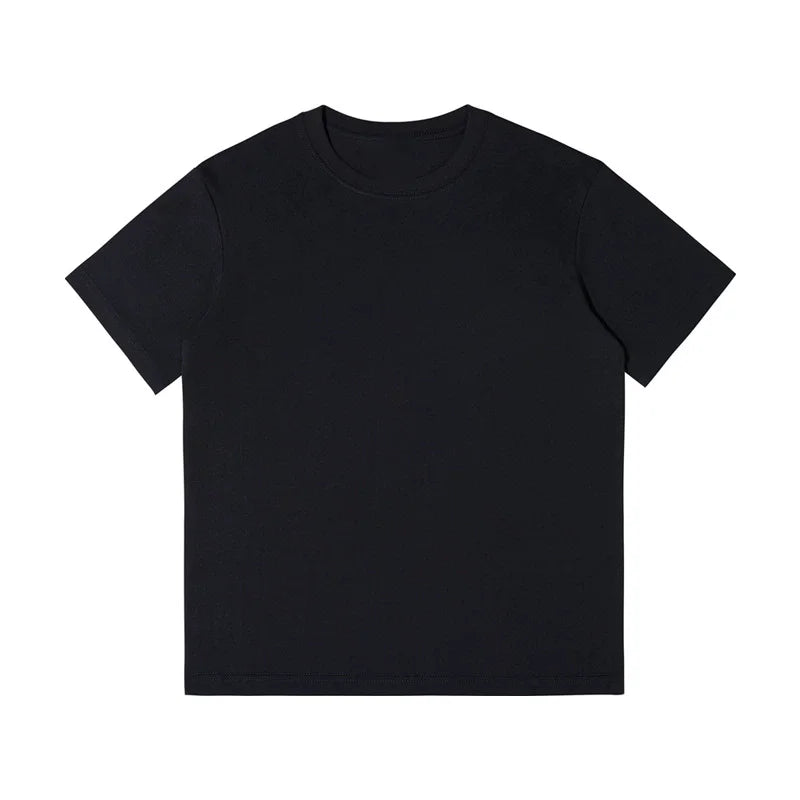 Oem customized logo design couples pure cotton pure  loose 230g heavyweight combed cotton short-sleeved T-shirt