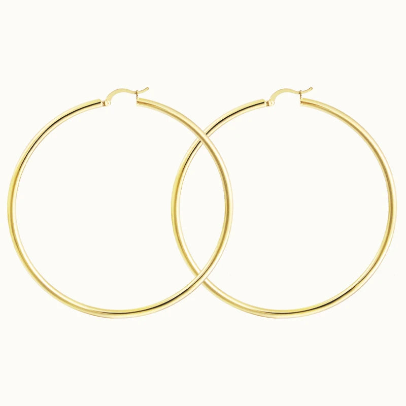 Wholesale Fashion Statement 18k Gold Plated Dainty Round Hoops Large Gold Hoop Earrings for Women