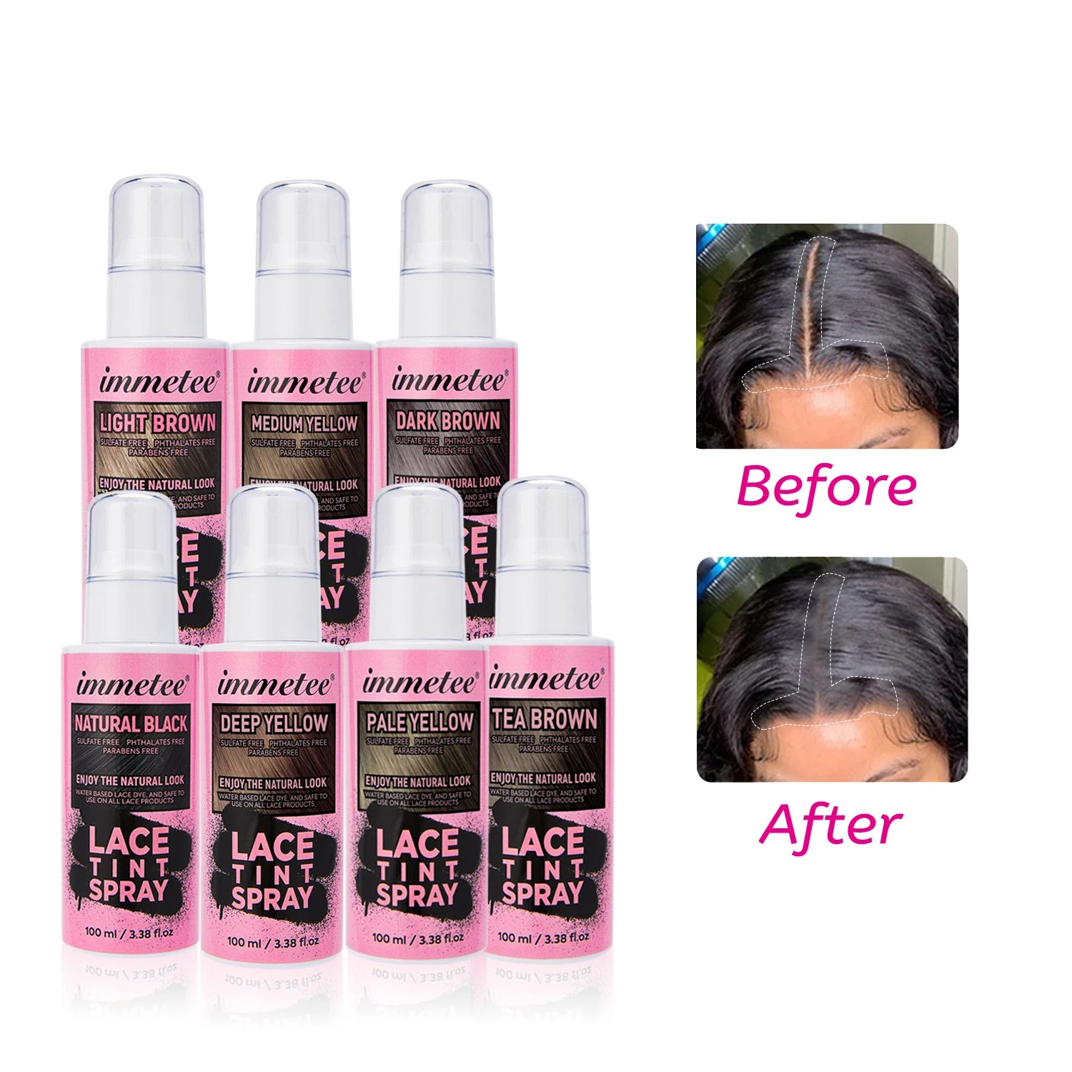 IMMETEE Lace Tint 7 Color Hairline and Scalp Tone Instant Lace Tint Spray for Lace Wigs