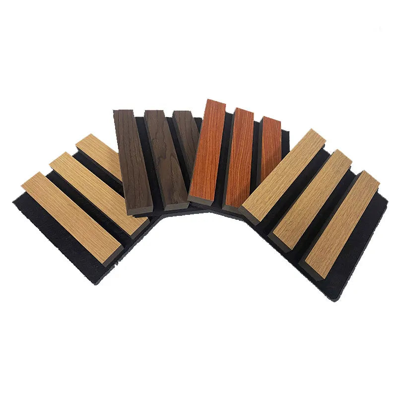 Slated Wooden Acoustic Walls Panels Interior Wall Decor Polyester Fiber Soundproof Wood Slate Akustik Panels