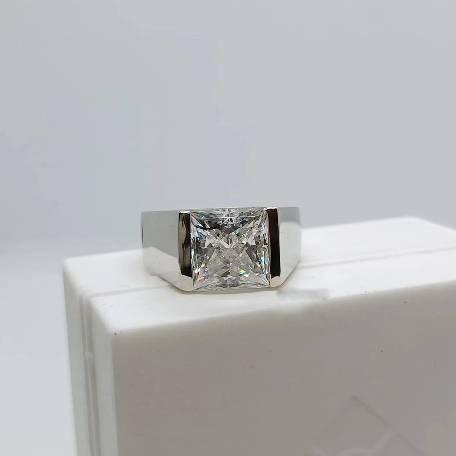 VOAINO 10 Carat Princess Cut Lab Grown Diamond Engagement Ring-IGI Certified 14K Solid Gold & Platinum Luxury Gift for Men