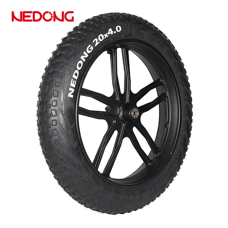 Nedong Electric Bike Non Deflated Tires Light Elastic Fat Tire Anti Puncture Maintain Free Airless 20*4.0 Tyres Black 100KG Load