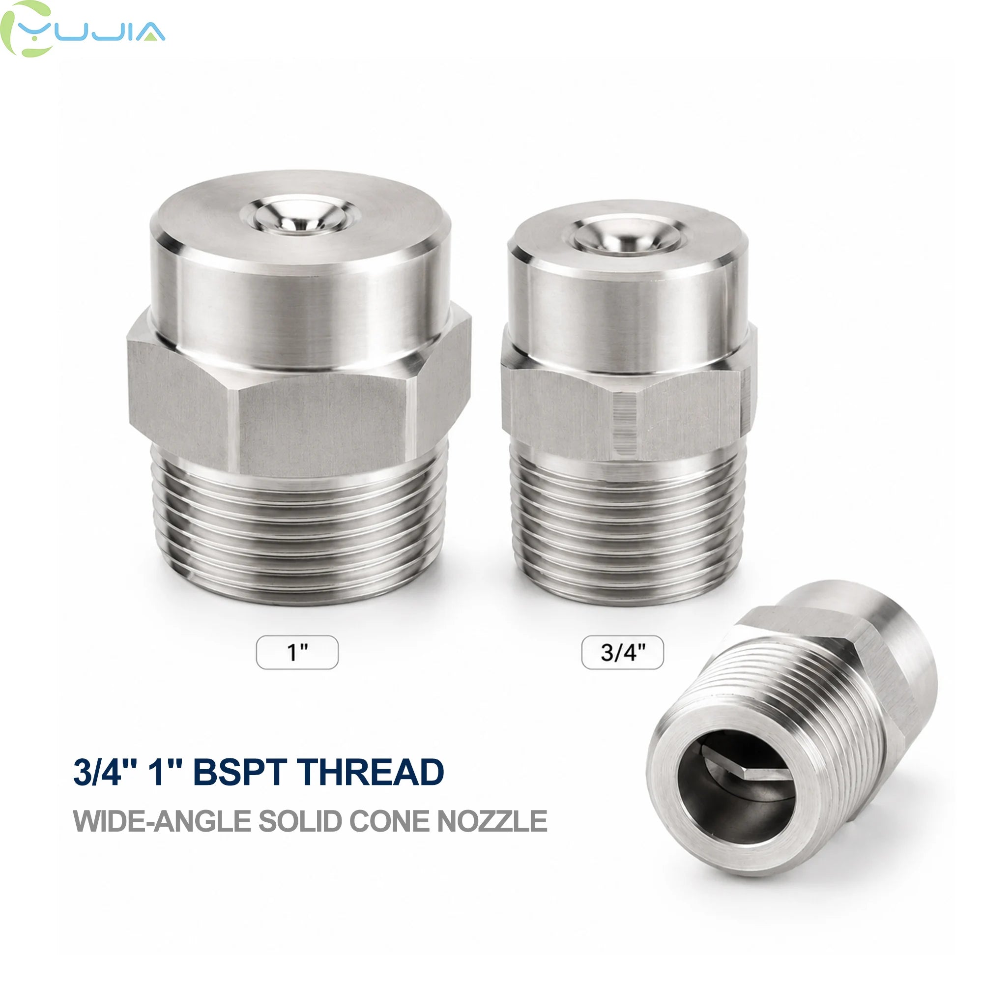 BSPT 3/4" Stainless Steel 120Â° Wide Angle Full Cone Industrial Spray Nozzle for Dust Removal & Workshop Humidification
