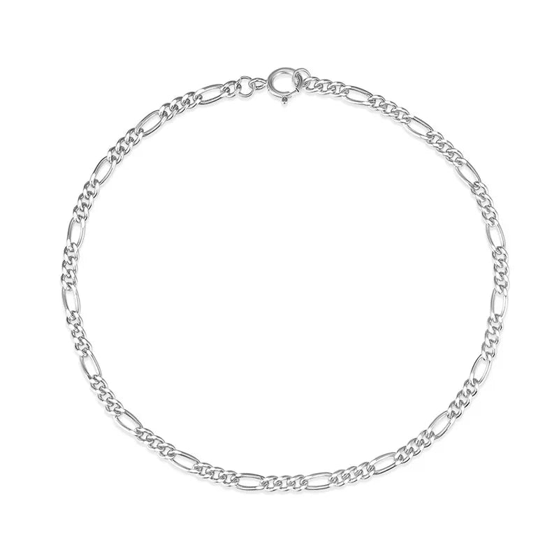 Low MOQ 10pcs Wholesale Women Classic Sterling Silver Princess Cut Zircon Figaro Bracelet 925 for Gift Party Occasions
