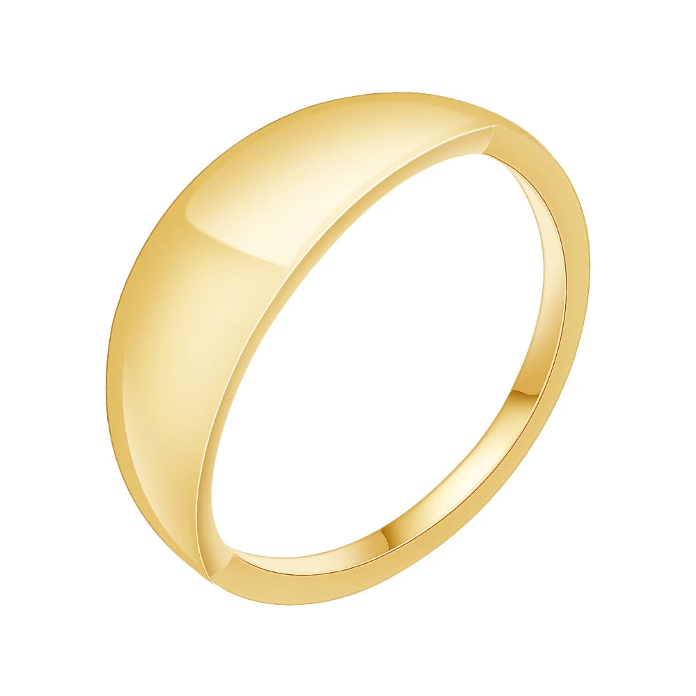 Latest 18K Gold Plated Stainless Steel Jewelry Semi-circular Smooth Big Dome Zircon Ring for Woman Accessories Ring R244223