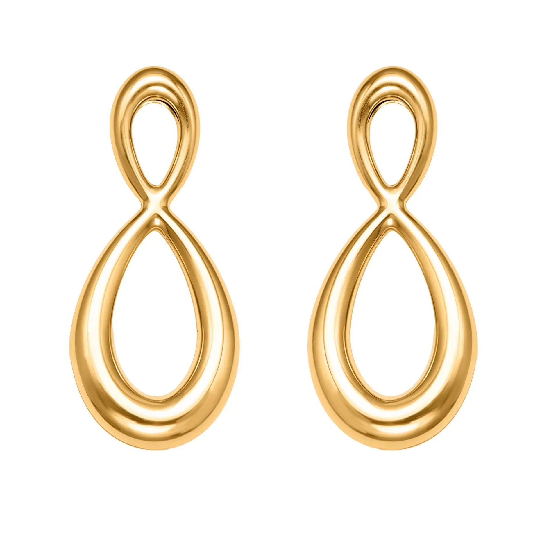 316L Two-Tone Figure 8 Hoop Earrings Hypoallergenic Gold Silver Geometric Earrings Fashion Electroplated Jewelry Wholesale