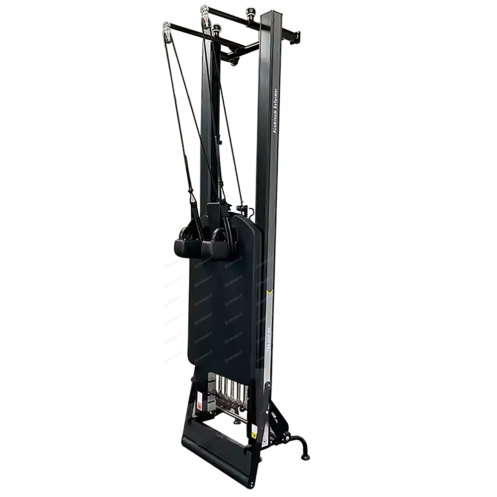 Silver Aluminum Alloy Reformer Machine for Pilates Home or Gym Exercise with Vertical Stand Premium Package for Yoga Fans