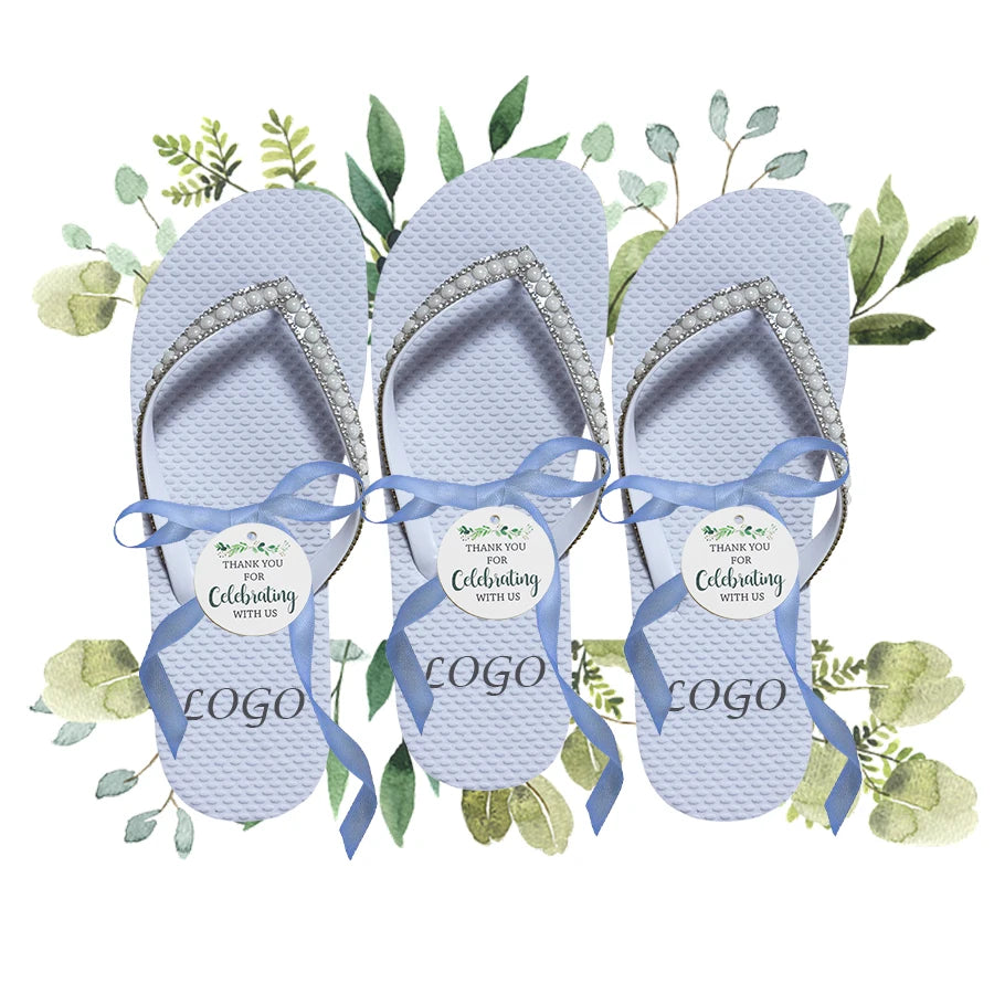 Women's Thong Sandals Wedding Flip Flops for Guests Bride Bridesmaid White Dancing Summer Lightweight