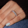Anniversary Gifts 5 Stone Moissanite D VVS Lab Created Women Jewelry 14K White Gold Plated 925 Sterling Silver Wedding Band Ring