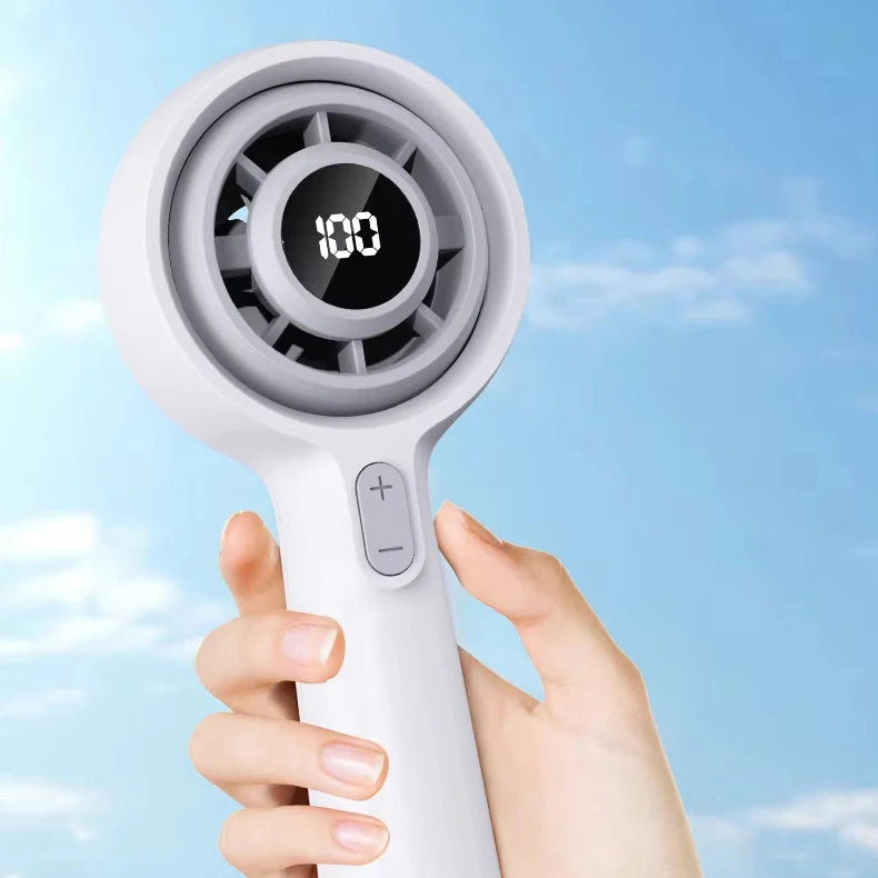 Portable High-Speed Mini Ventilation Fan 1-100 Stepless Wind Speed Hand Fan Rechargeable Battery Operated Handheld Turbo Fan