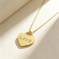 QIKU Heart Shape Letter LOVE Gold Color Pendant Women Necklace Copper Cubic Zircon Jewelry Accessory Gift Wholesale Dropshipping