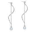 FPB2-001 High Quality Dangle Pear with Stud Fresh Water Pearl Earrings 925 Sterling Silver for Women MegaBDM