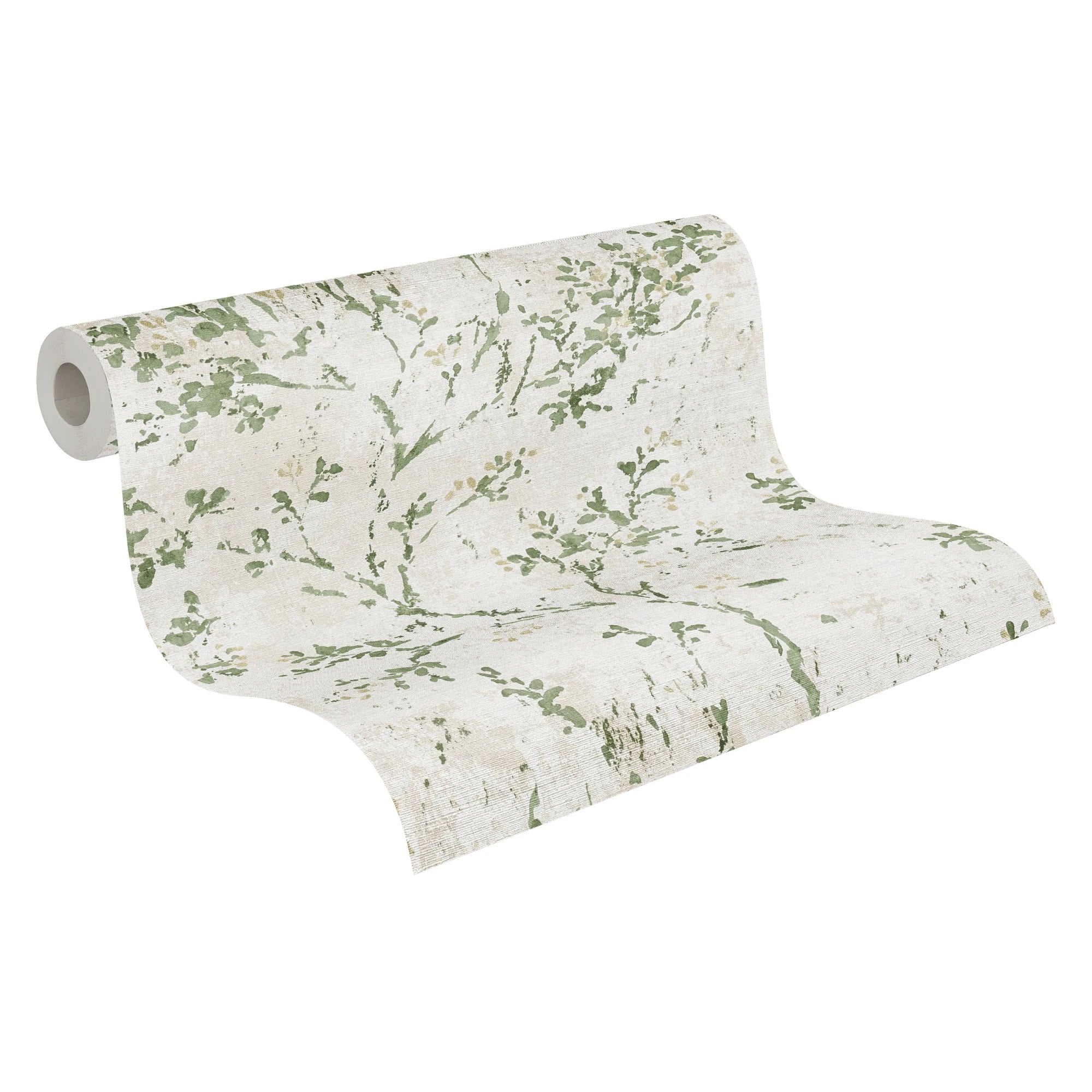 Germany Made Modern Floral Beige Green Gold Non Woven Vinyl Wallpaper Rolls-Abrasion Light Resistant-Living Room Hotel