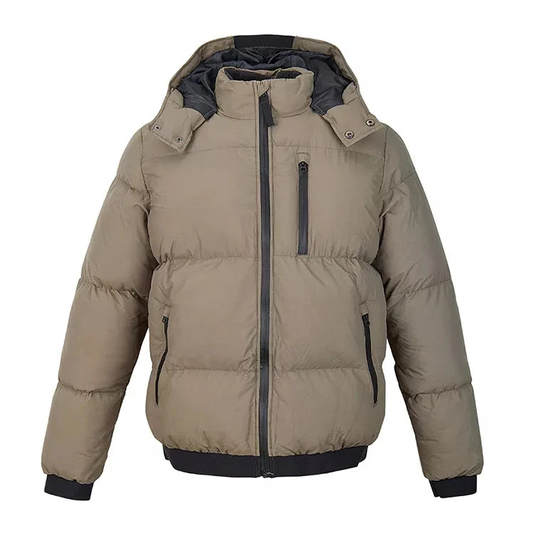 Custom Men's Autumn Sport Coated Puffer Jacket Hood Waterproof Breathable Casual Stand Bubble Warm Windbreaker Customizable