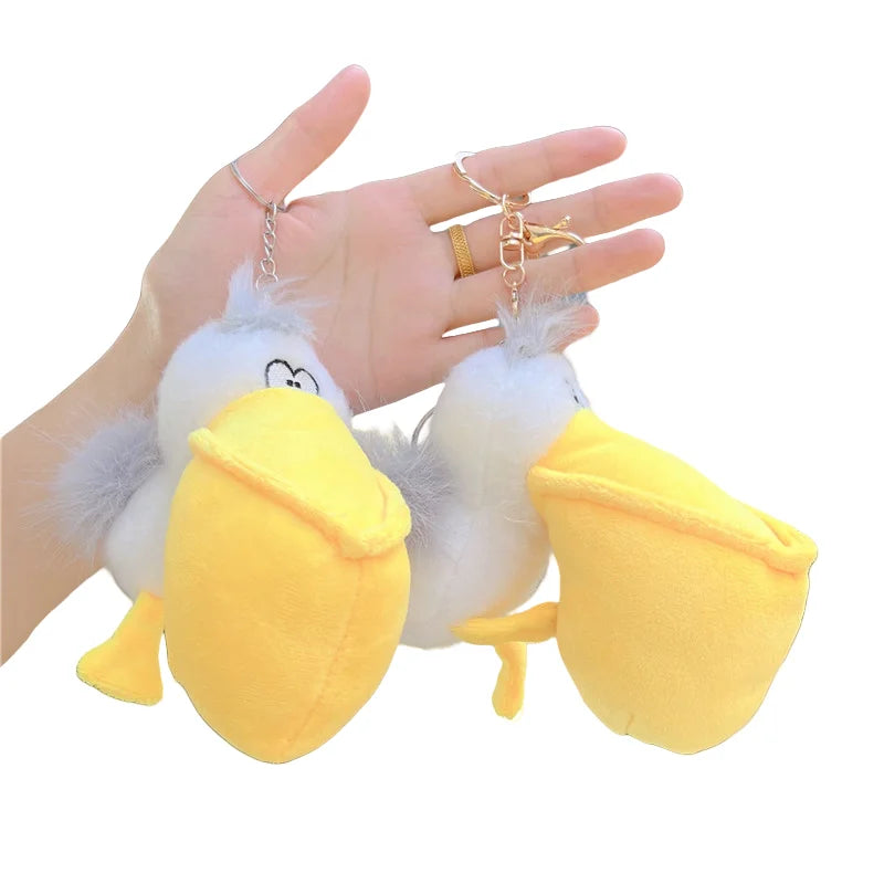 HOT Small Plush Plushies Life Like Pelican Bird Keychain Stuffed Animal Toys Peluches Pelecanidae Keychain for Claw Machine