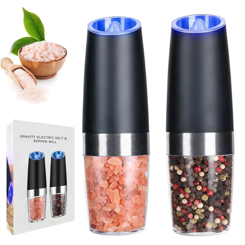 Battery Powered Salt Shakers Automatic Pepper Mills Set of 2 Gravity Electric Salt and Pepper Grinder Set for Restaurant