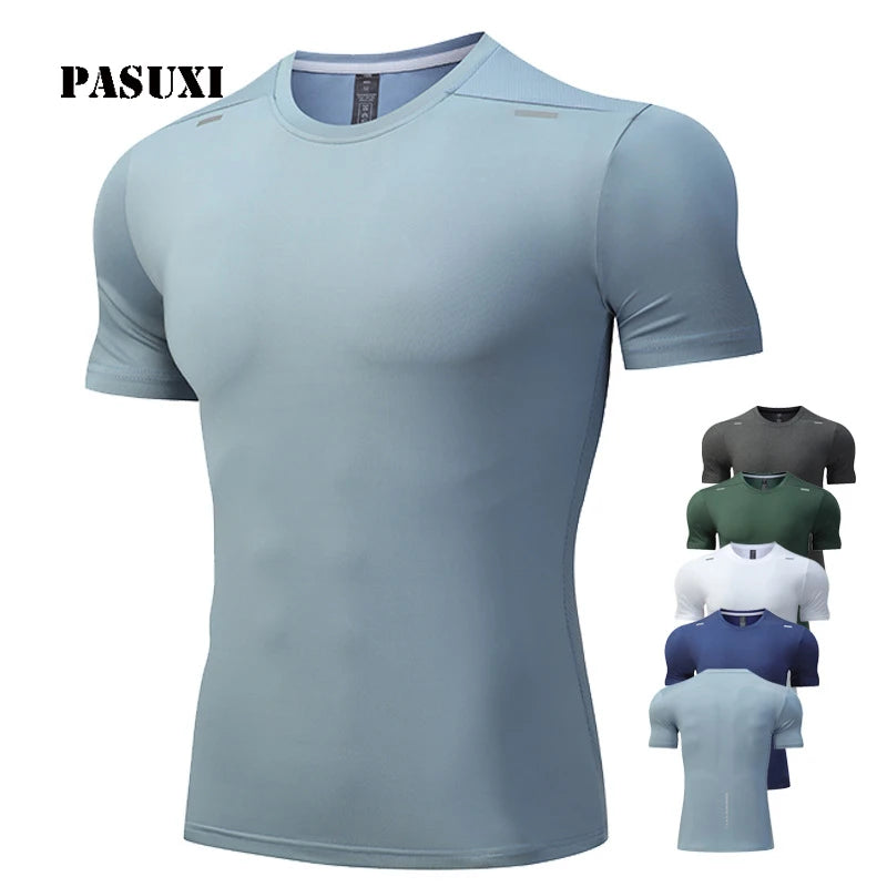 PASUXI Wholesale Reflective Logo Men's Quick Dry Athletic Tee Wholesale Breathable Running Shirts for Gym Fitness