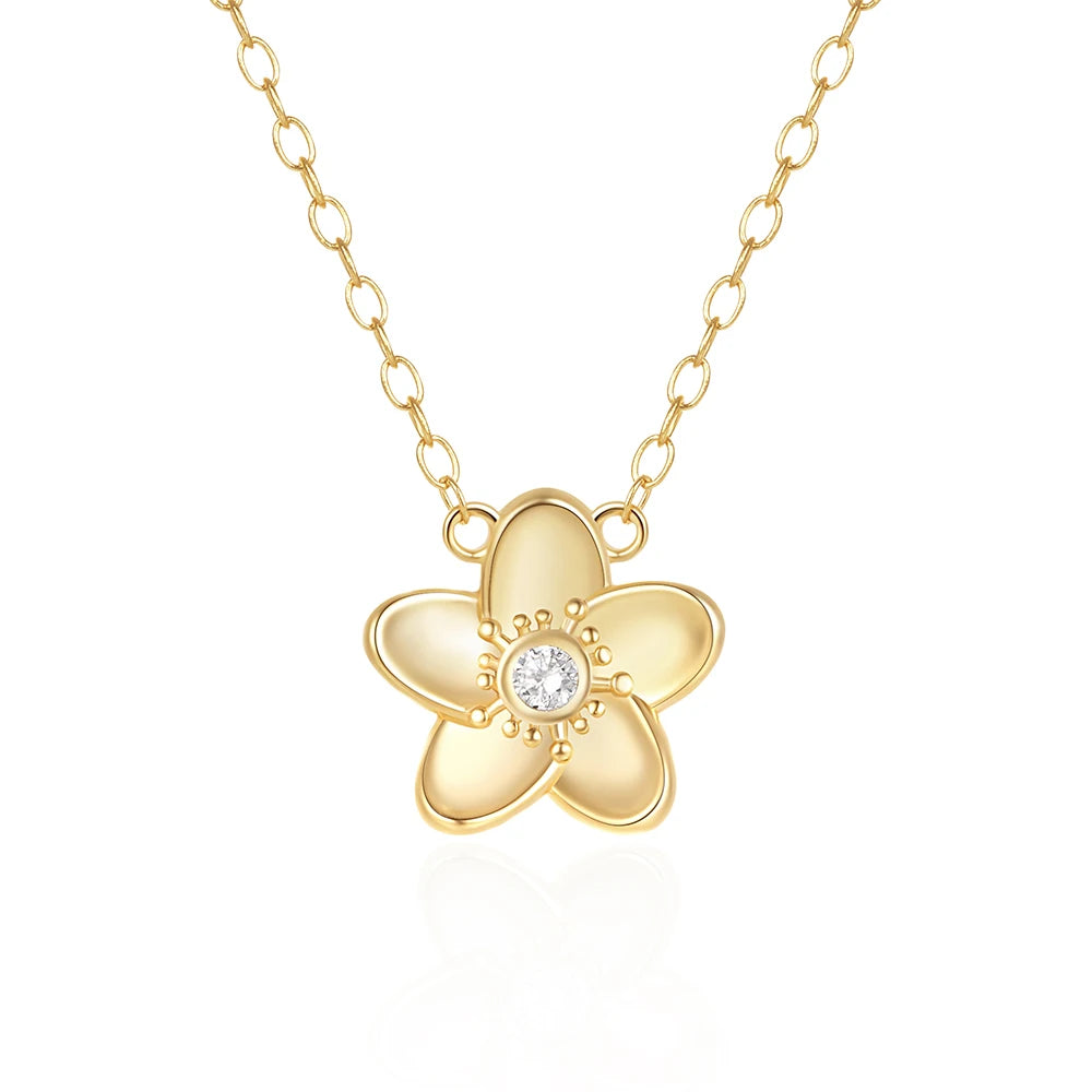 CANNER S925 Sterling Silver Fine Jewelry Inlaid 5A Zircon Flower Pendant Romantic Necklaces for Women 18K Gold Plated