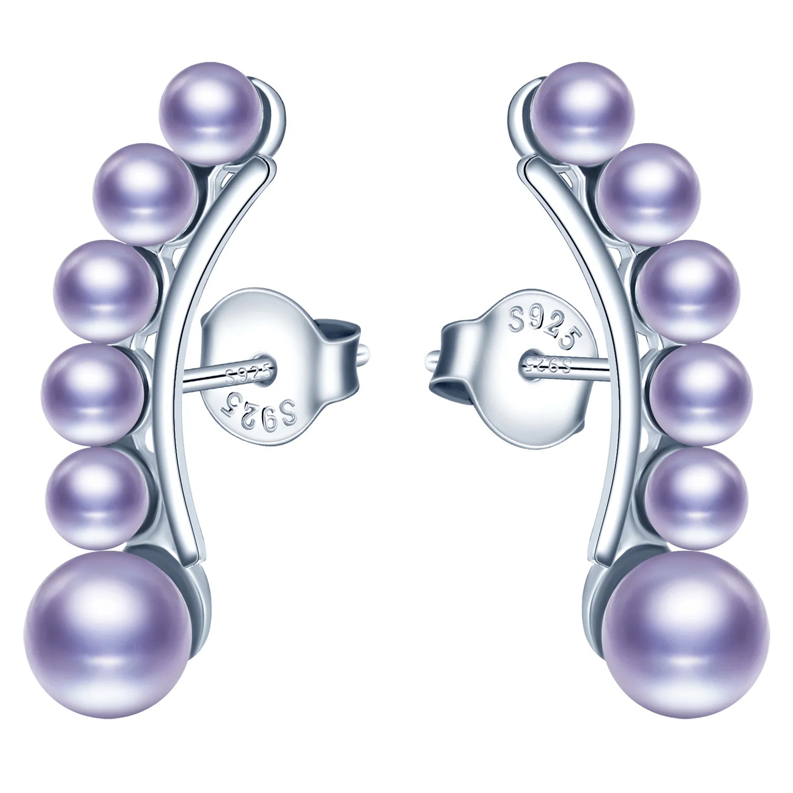 New Product Unique S925 Sterling Silver Ladies' Stud Earrings Single Row Small Pearl Trendy