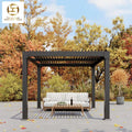 New Chic Automatic Aluminum Louvered Pergola 3x3m Motorized Eco-Friendly Waterproof Outdoor Kitchen & Car Wash Wall Mounted