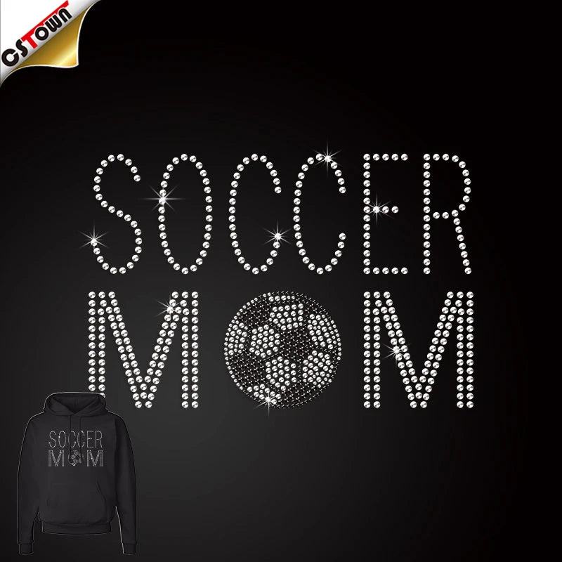 New Arrivals Soccer Mom Rhinestone Transfers Hot Fix Rhinestone Transfer Motif Design