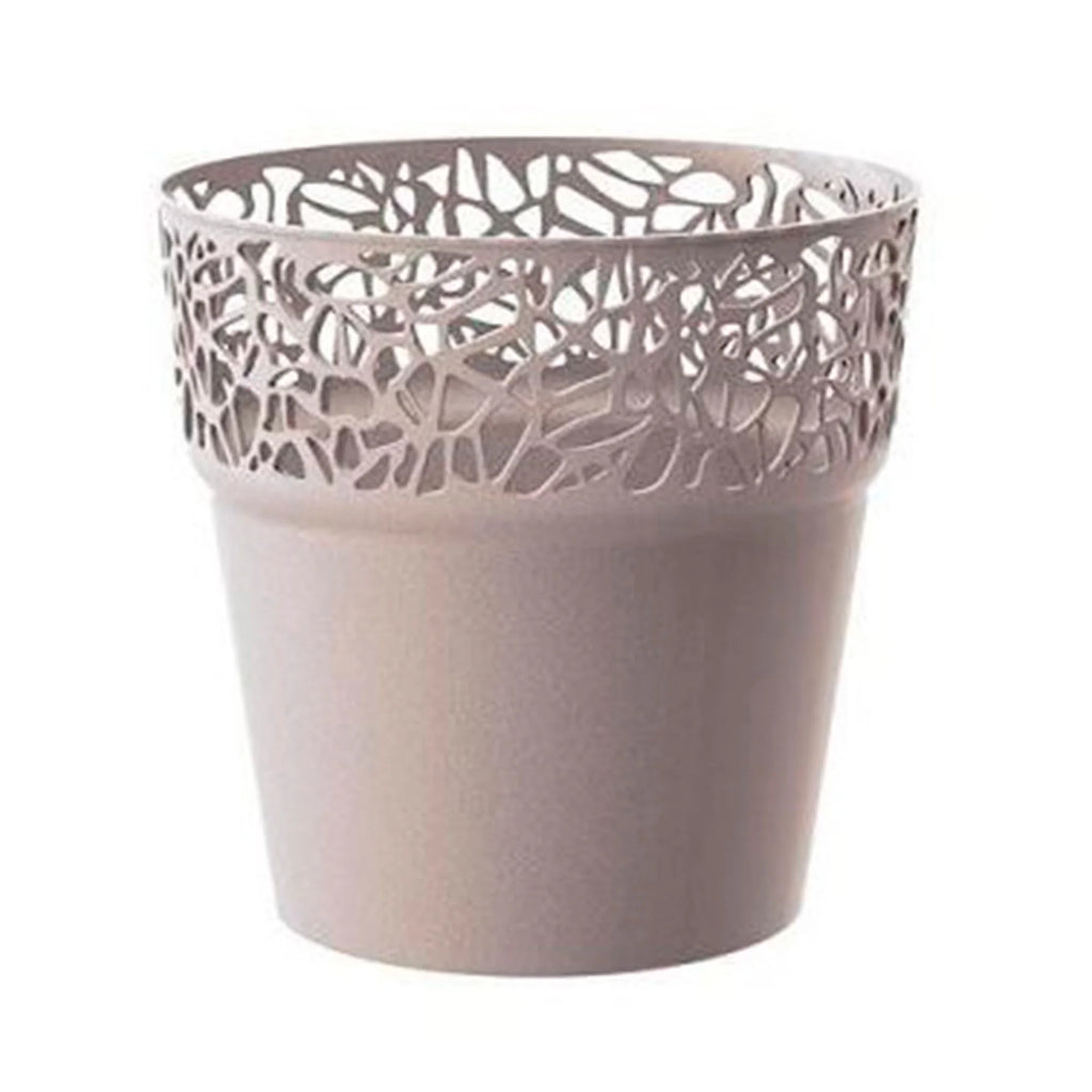Tree plastic flower pot in mocha color 17.5 (length) x 17.5 (width) x 17.9 (height) cm