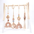 Rainbow Fitness Rack Four-Piece Set - Creative Cartoon Beech Wood Animal Rattles with Tassel Bead Decorations