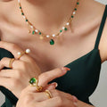 Waterproof Tarnish Free Customized Jewelry 18K Gold Plated Stainless Steel Pearl Necklace Set Freshwater Pearl Necklace Women