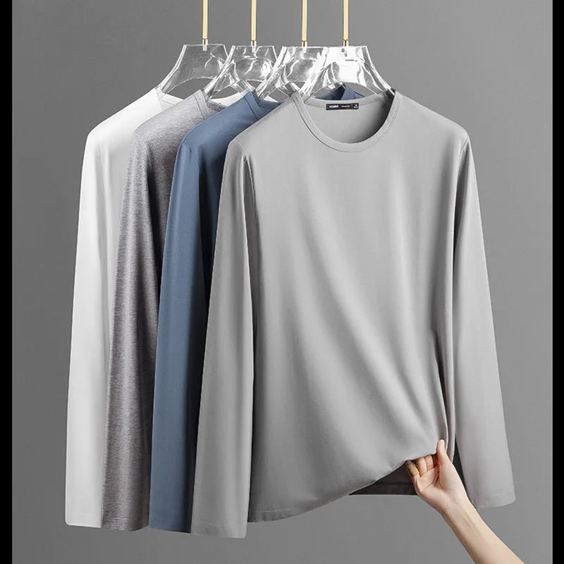 Bangladesh China Factory Price Custom Logo Embroidery Cross-border Modal Long-sleeved Solid Color Sleeve T-shirt