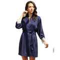 Two-piece pajamas with blue silk satin lace trim size L