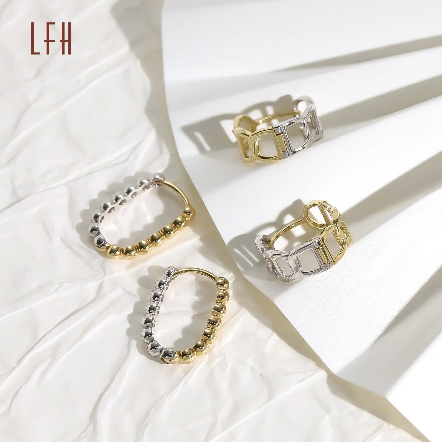 Wholesale Simple Geometric French Earrings for Women Shaped Oval Hoop Earrings 18k Real Gold Jewelry  Au750 Gold 18k Real