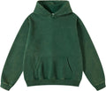 New Design Green Acid Stone Wash Hoodie 100% Cotton Washed Top Quality Distressed Hoodies Men's Casual Vintage Breathable