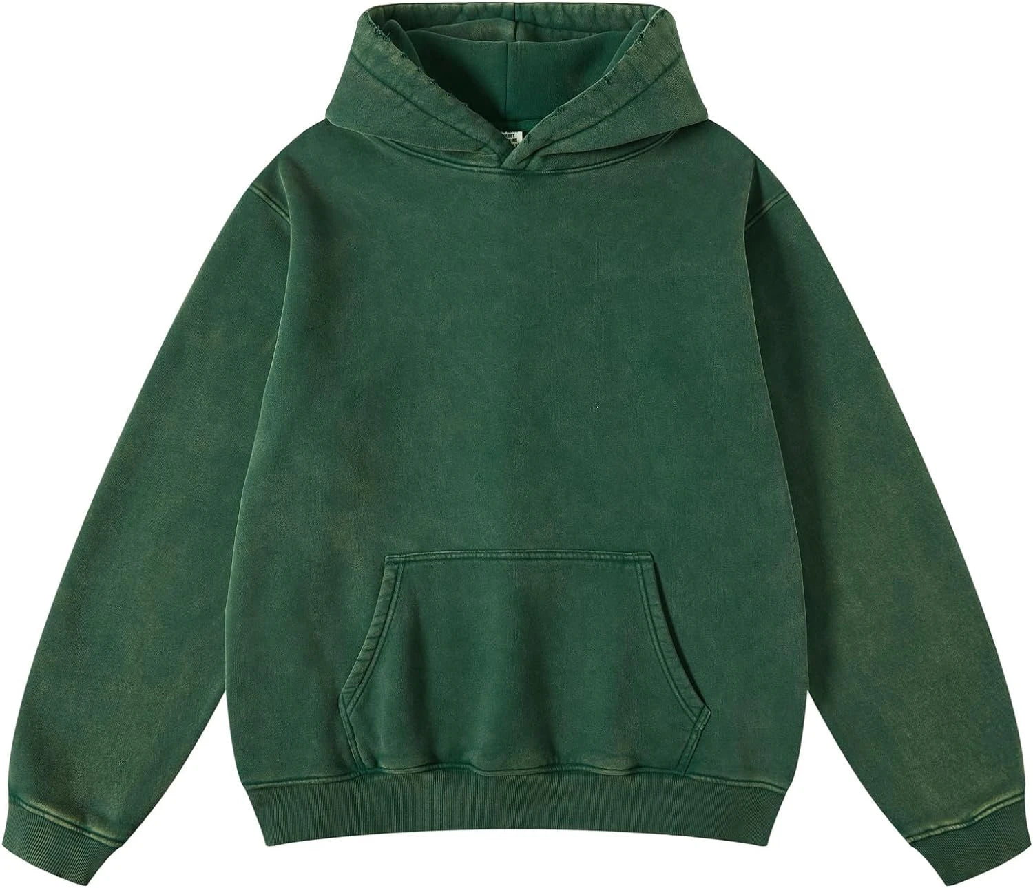 New Design Green Acid Stone Wash Hoodie 100% Cotton Washed Top Quality Distressed Hoodies Men's Casual Vintage Breathable