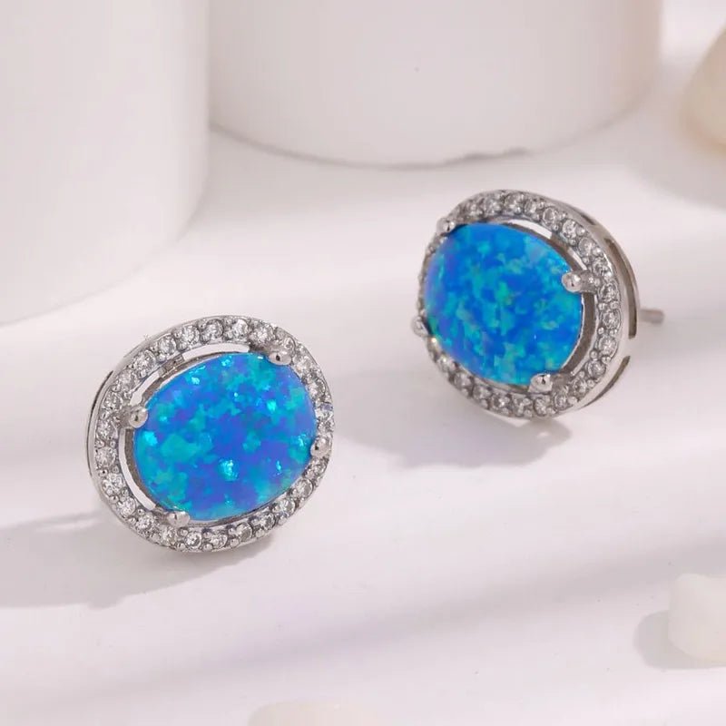 Low MOQ Jewelry Gemstone Silver Plated Princess Cut Zircon Stud Earrings for Party & Gift