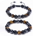 Healing Stone Beaded Bracelet Health Protection Bracelets 8mm Tiger Eye Hematite Natural Gemstone Men Women Bracelet Jewelry